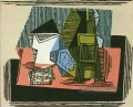Verre bouteille et paquet tabac 1922 kubist Pablo Picasso